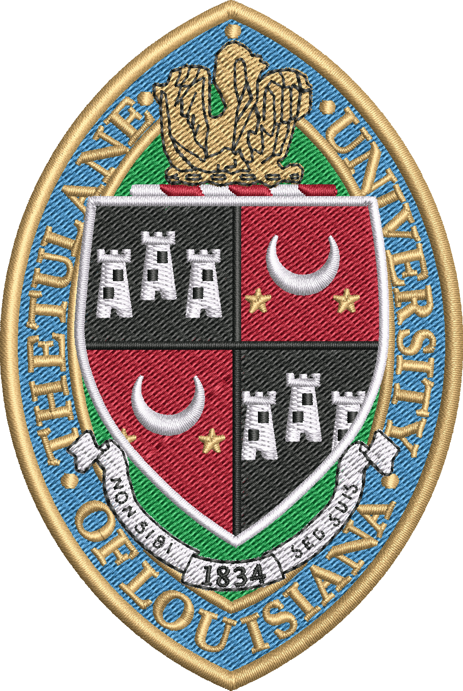 Digitized stitch preview of the Tulane University seal