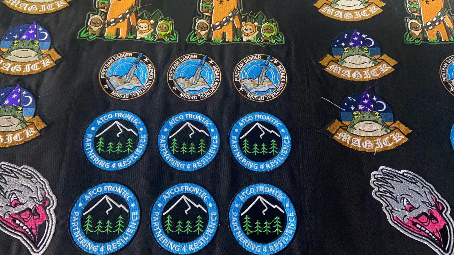 Production run of embroidered patches
